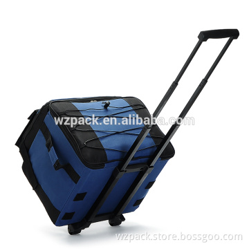 OEM ODM Custom Storage Insulated Picnic FoldableTrolley Bag Shoulder Cooler Travel Wheeled Cooler